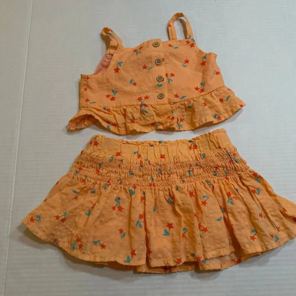 Cat and Jack Baby Girl Summer Outfit sz 12 m Two Piece Matching Set